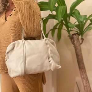 Furla genuine leather white handbag with original dust bag and ticket NEVER USED